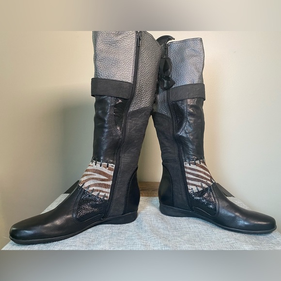 Mam’Zelle (Size 6) Tall Patterned Leather with Stitch Detail Knee High Boots - Picture 5 of 8